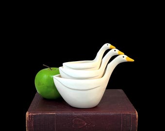 Tazas medidoras vintage GOOSE, juego incompleto de 3, decoración de cocina rústica de los años 80.