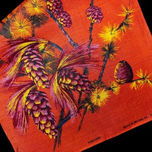 Vintage Ulster Tea Towel, Pinecones, Irish Linen, Made in Ireland, Pine Cone Rustic Decor