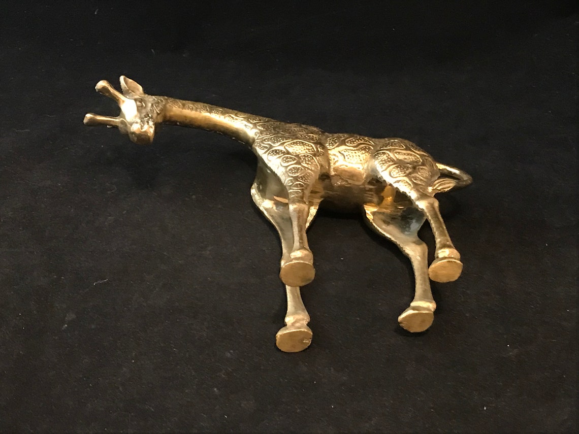 Vintage Brass Giraffe Statue Figurine Safari Animal | Etsy