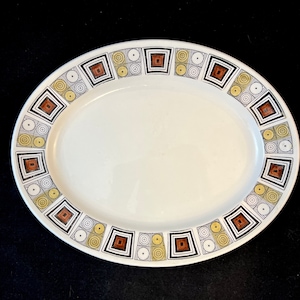 Vintage Kathie Winkle Rushstone Oval Serving Platter, Plate, Broadhurst Staffordshire Ironstone, Made in England, Midcentury Dish