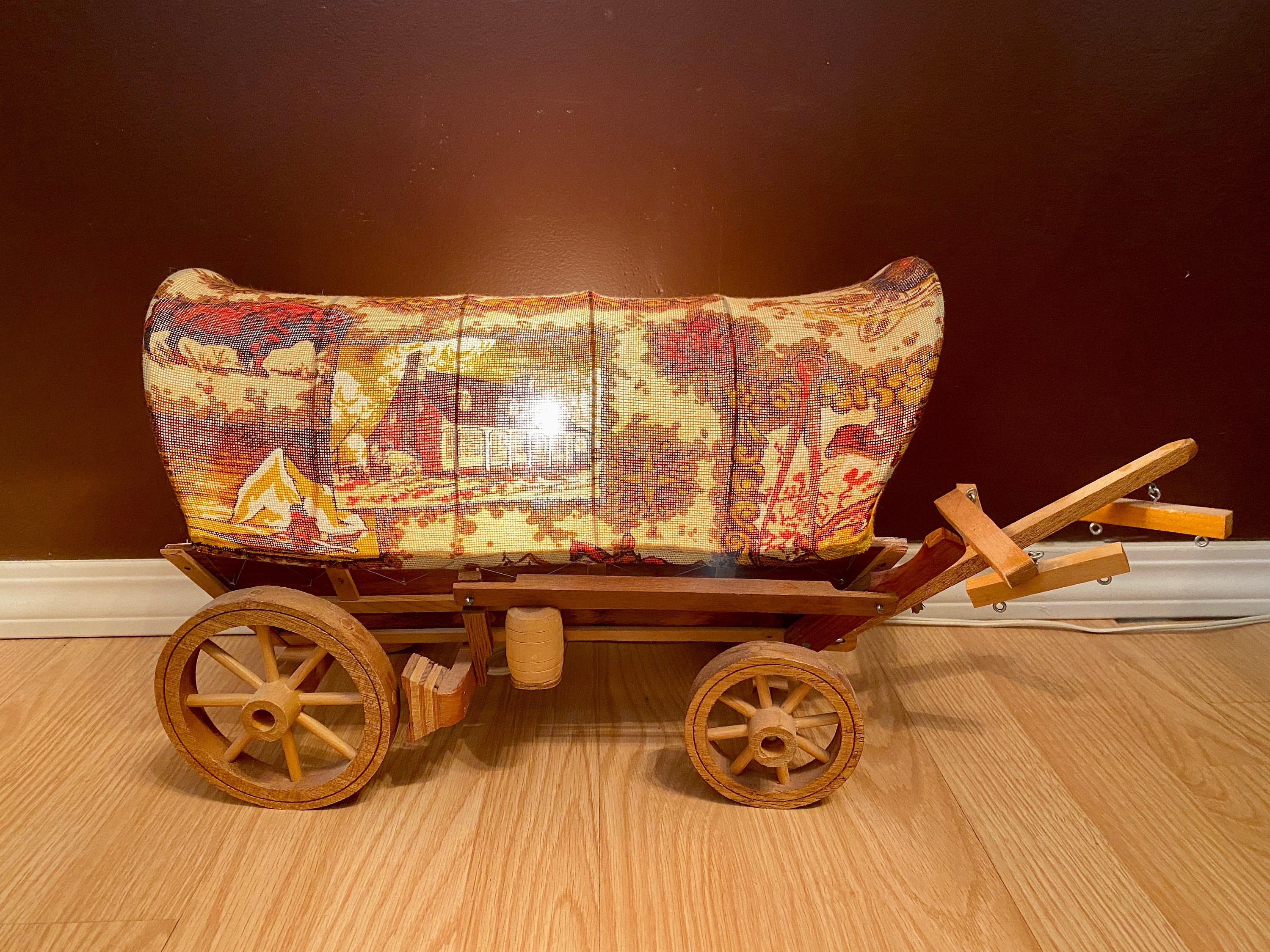 Vintage Covered Wagon Lamp Connestoga Light Handcrafted 1970 s