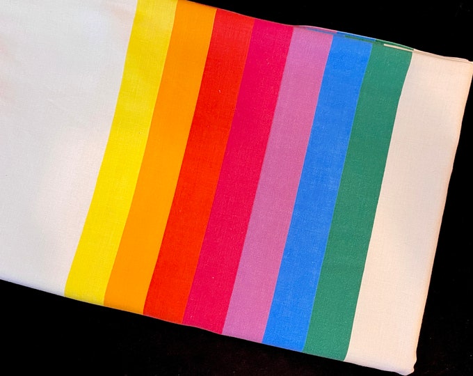 Vintage Rainbow Bed Sheet Wabasso Twin Flat Top Striped Etsy