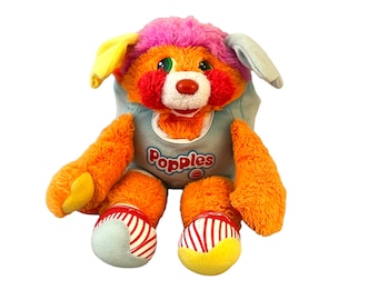 Vintage Popples DUNKER Basketball Plush Toy, Orange 1980's Stuffed Animal