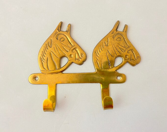 Vintage Brass Wall Hook, Horse Head Coat Hooks, Mud Room Organizer