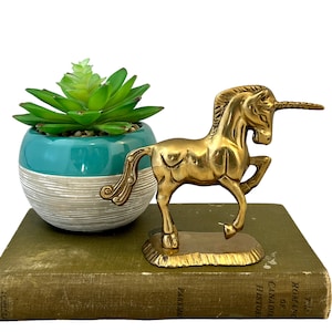 Vintage Brass Unicorn, 4&quot; Figurine, Magical, Mythical Fantasy Creature, 1980&#39;s Decor
