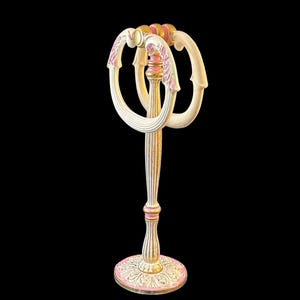 Vintage Hand Towel Holder Stand, Double Plastic Rings on Brass Base, 1970&#39;s Hollywood Regency Bathroom Decor