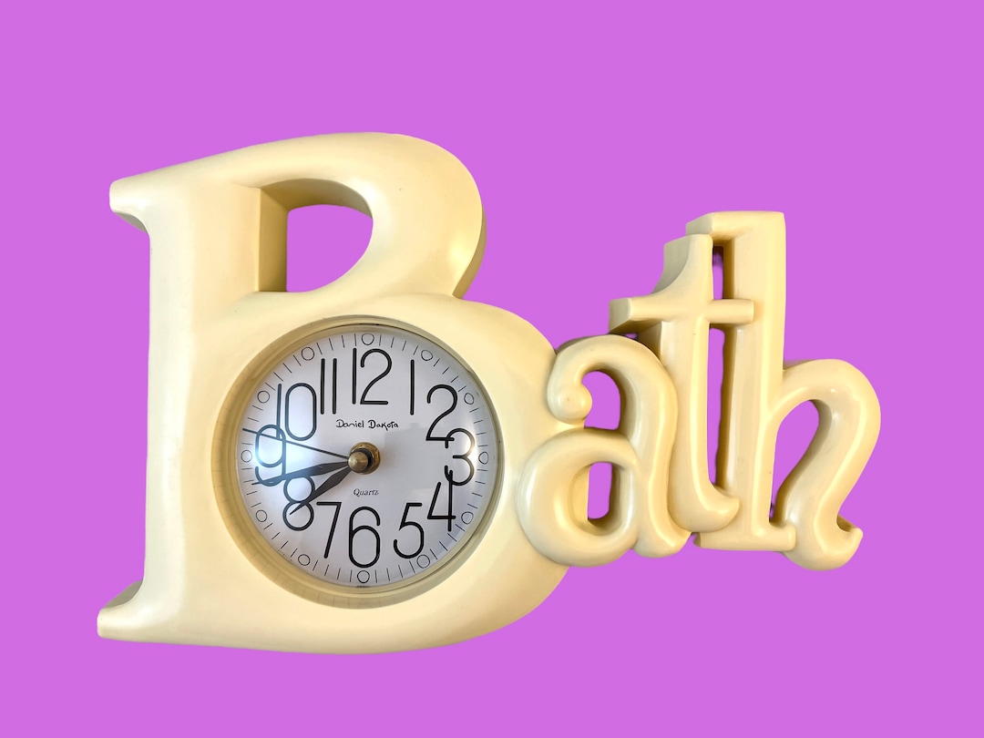 Vintage Bath Wall Clock Cream White Bathroom Washroom Etsy