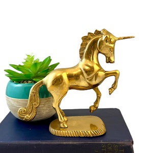 Vintage Brass Unicorn, 6" Figurine, Magical, Mythical Fantasy Creature, 1980's Decor