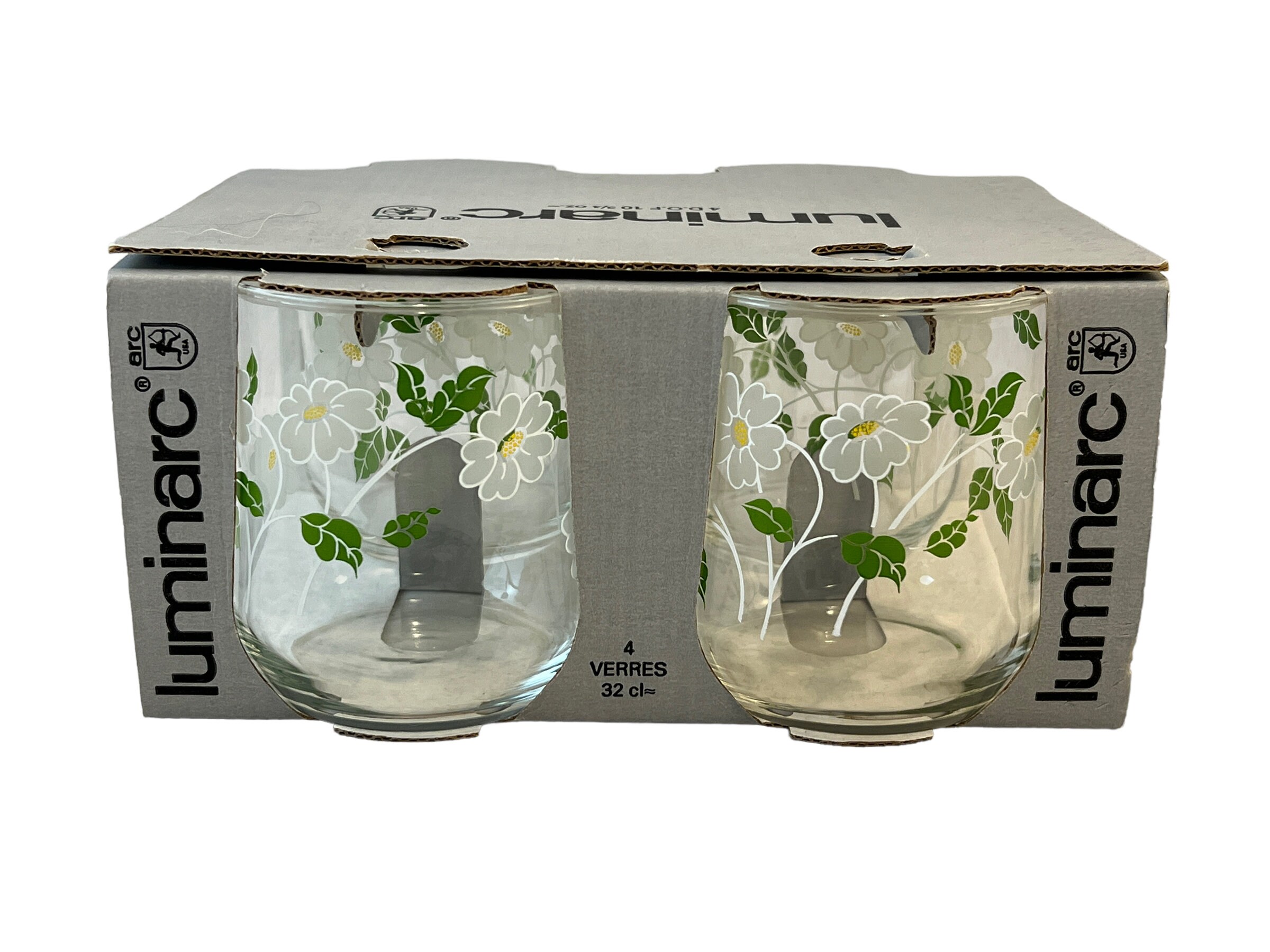 Vintage Luminarc Floral Juice Glasses Set of 4 Flower Design Etsy