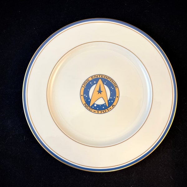 Vintage Star Trek Dinner Plate, Pfaltzgraff, USS Enterprise, Undiscovered Country Movie Banquet Dish Replica, 1992