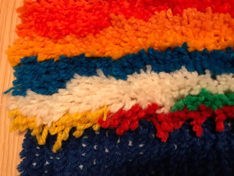 Vintage Latch Hook Wall Hanging Rainbow Color Abstract Etsy