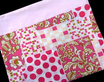 Sábana vintage, estilo patchwork rosa, estampado floral y geométrico, tamaño matrimonial, Texmade Truprest Splashy Prints, ropa de cama de los años 70