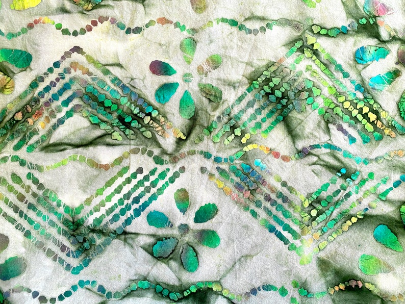 Batik Fabric Mod Flower Power Watercolor Style Rainbow | Etsy