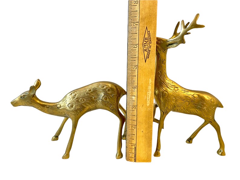 Vintage Brass Deer Figurines Mid Century Woodland Creature Etsy