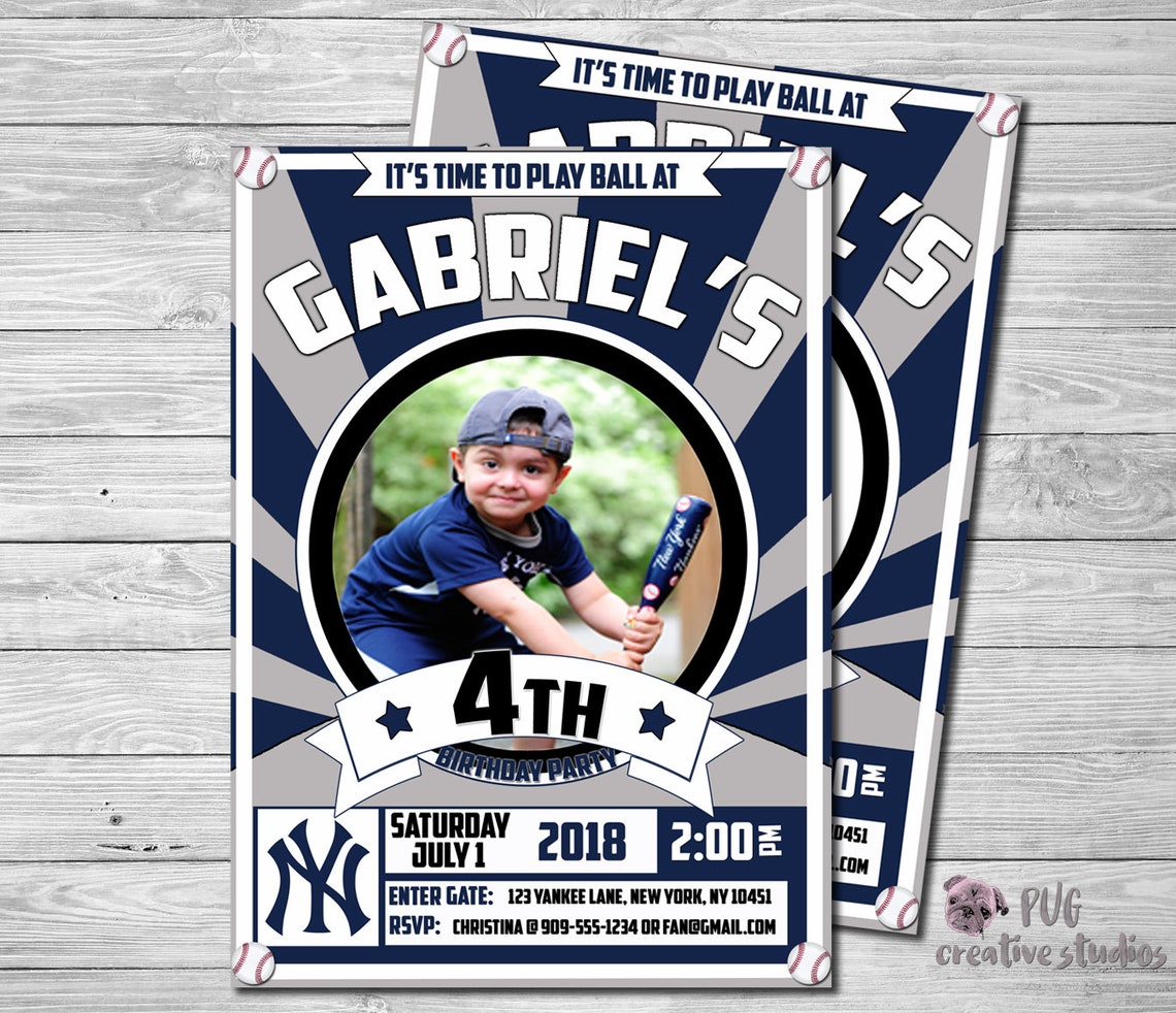 Yankees Invitation New York Yankees Party Invitation | Etsy