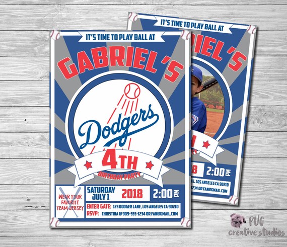 Dodgers Invitation Dodgers Party Invitation Baseball Party | Etsy