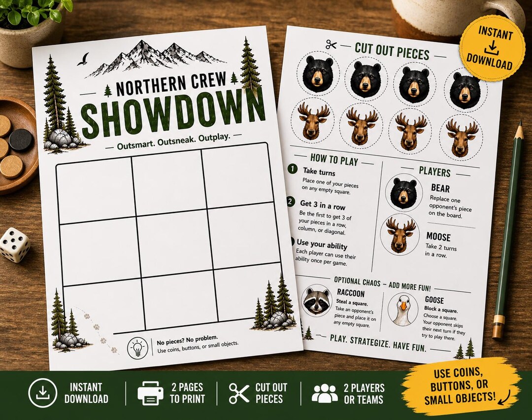 Printable Tic Tac Toe Board Game for Kids | Northern Crew Showdown ...