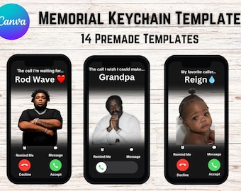 Memorial Keychain Template Bundle, Canva Template, Sympathy Gift, Memorial Gift, Keychain Template