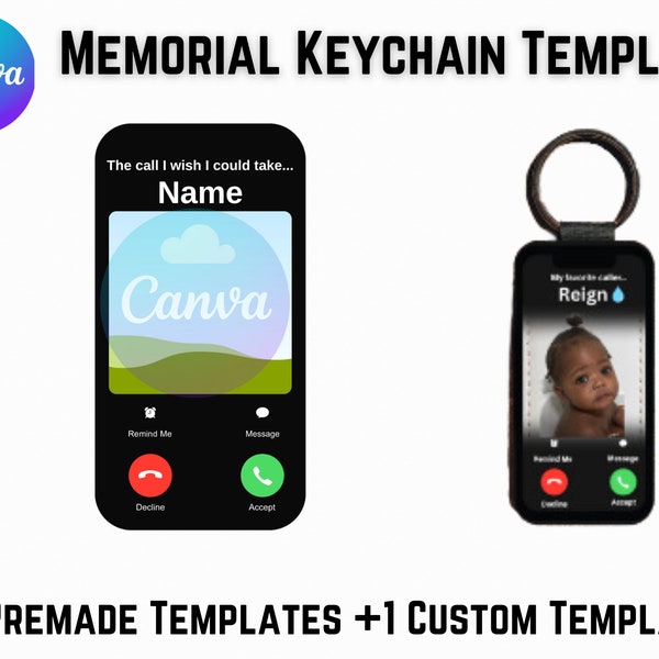 Memorial Keychain Template, Canva Template, Sympathy Gift, Memorial Gift, Keychain Template