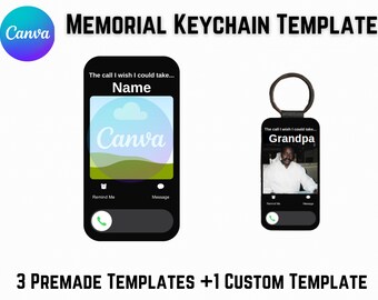 Memorial Keychain Template, Canva Template, Sympathy Gift, Memorial Gift, Keychain Template