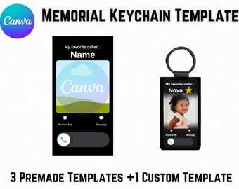 Memorial Keychain Template, Canva Template, Sympathy Gift, Memorial Gift, Keychain Template