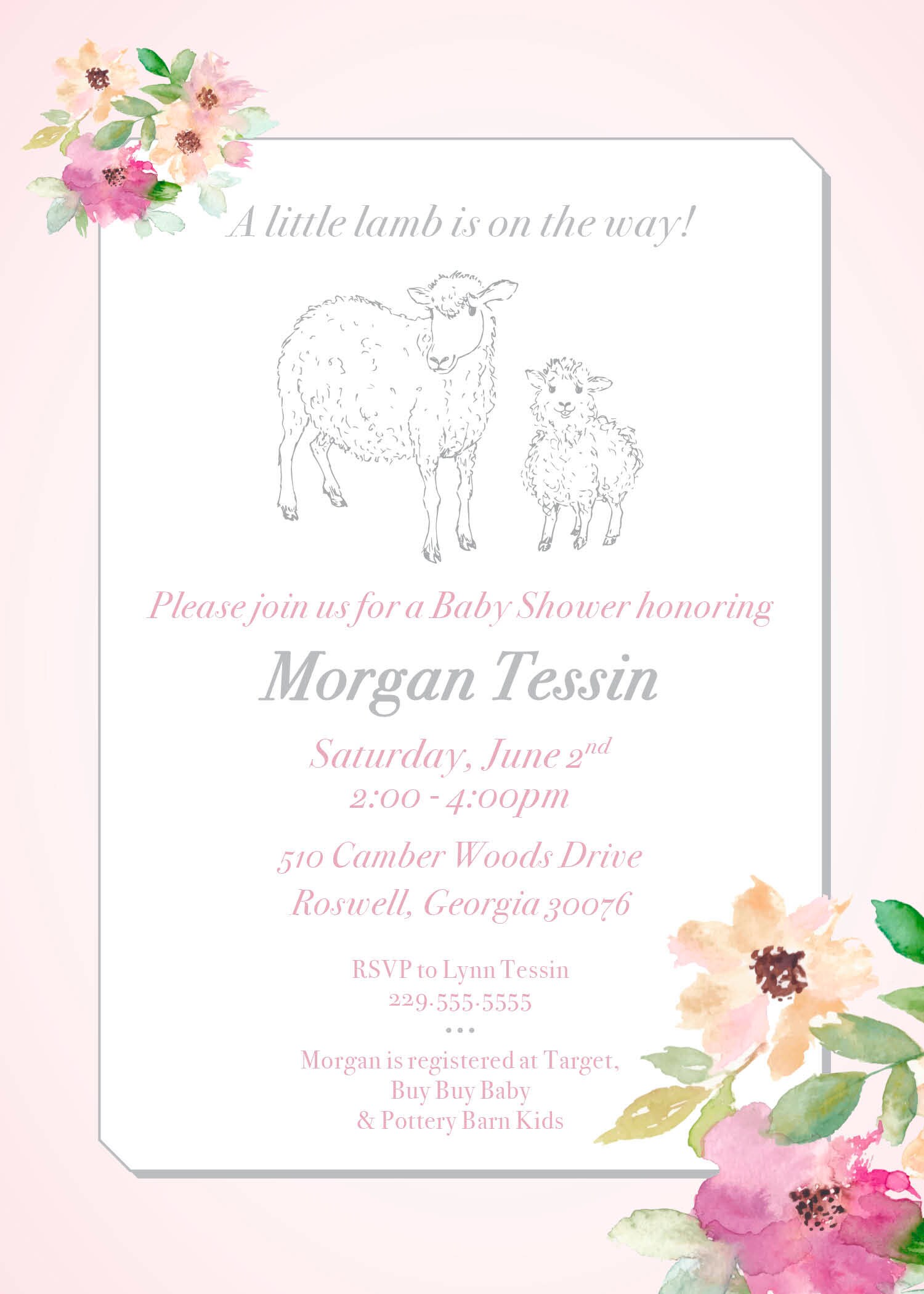 Little Lamb Baby Shower Invitation Lamb Baby Shower Iinvite Etsy