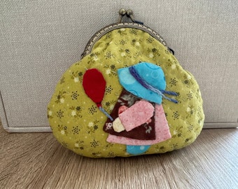 Patchwork click clack purse, gift for her , handmade cute purse