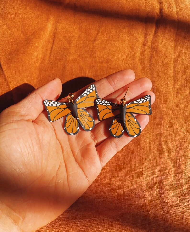 Bold Statement Polymer Clay Earrings Monarch Butterfly Etsy