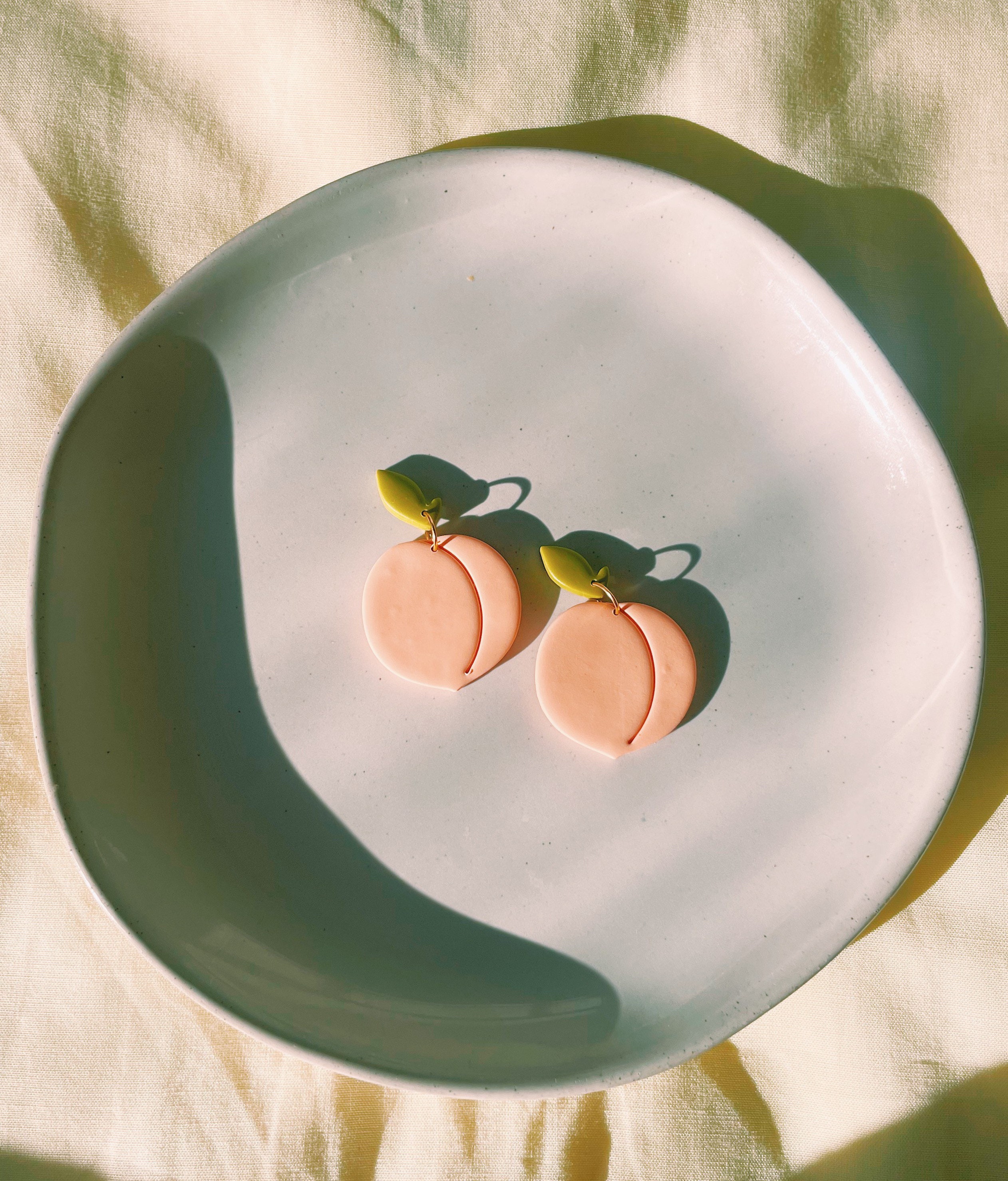 Peach polymer clay earrings deals