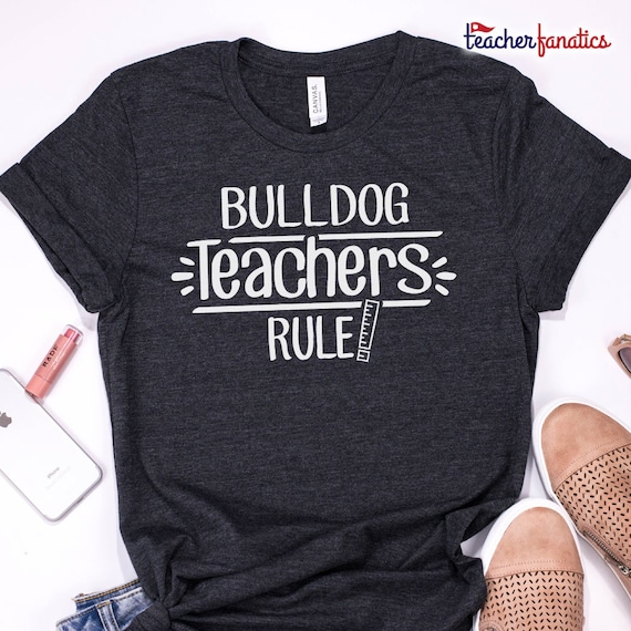 Bulldog Teachers Rule School Spirit Shirt - Funny Mascot Team Tee - Gift for New Student Educators, Future Instructors