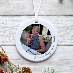 Personalised memorial ornament, Memorial bauble, Remembrance Christmas Decoration, Photo Keepsake