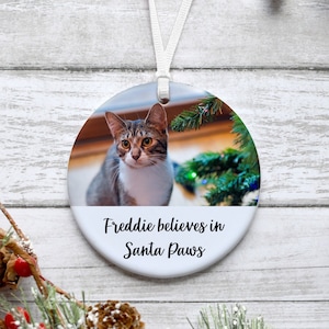 Personalised Pet Christmas Decoration, Cat Lover, Pet Ornament, Pet Photo Bauble, Personalised Pet Gift