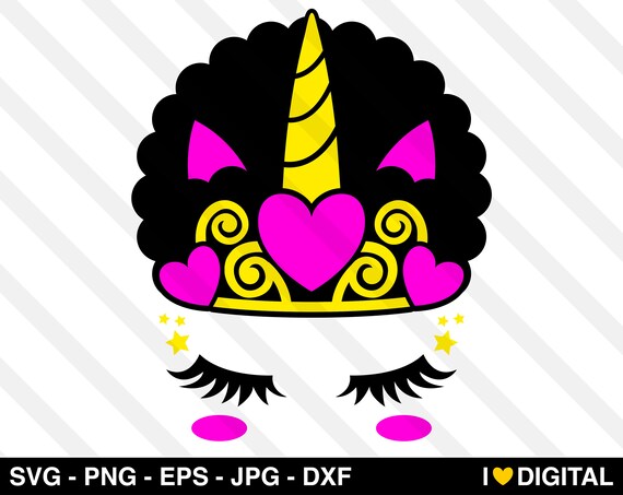 Download Unicorn Face SVG Vector Afro Crown Queen Puff Png Eps Jpg ...