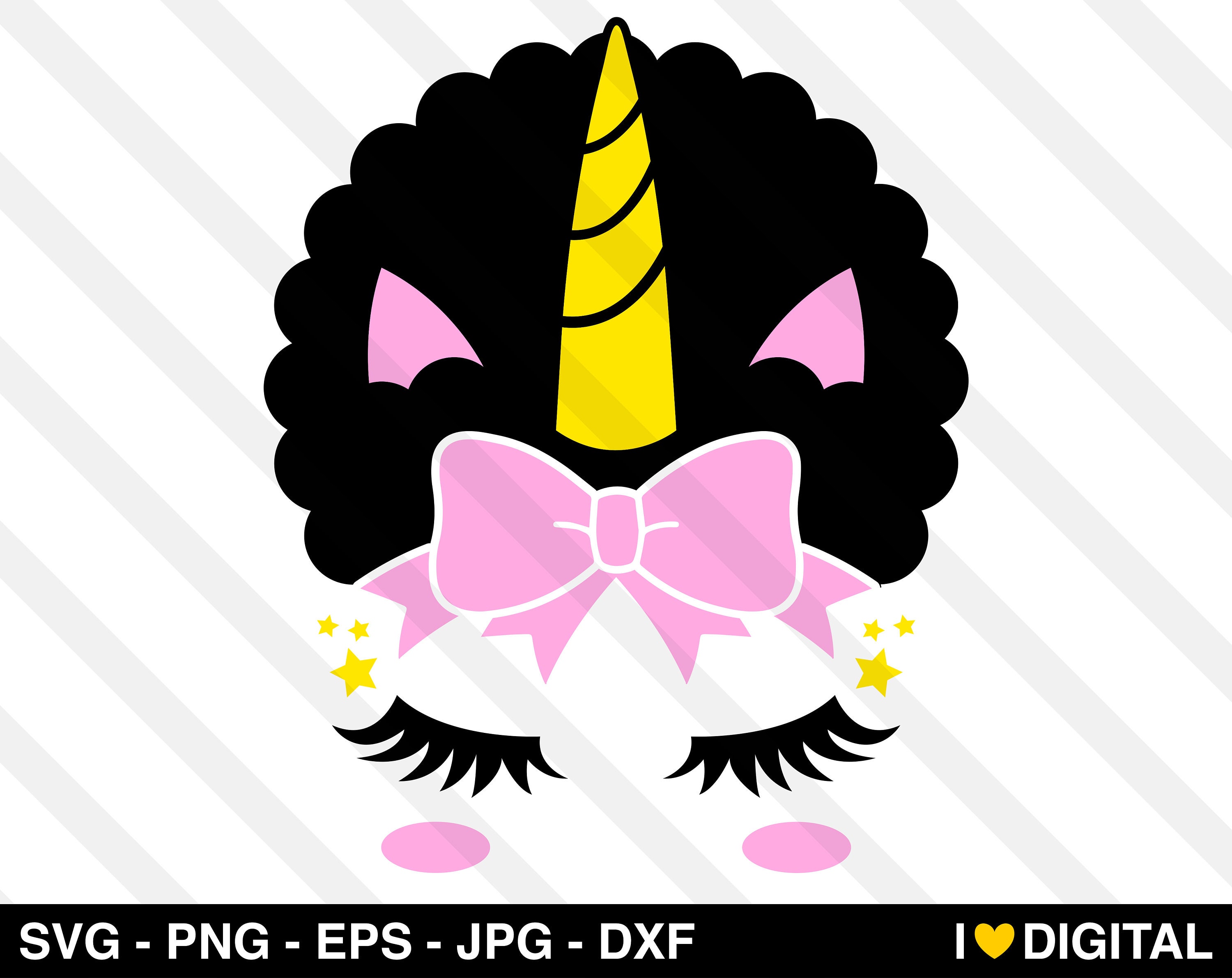 Unicorn Face SVG Vector Afro Puff Png Eps Jpg Dxf Printable | Etsy