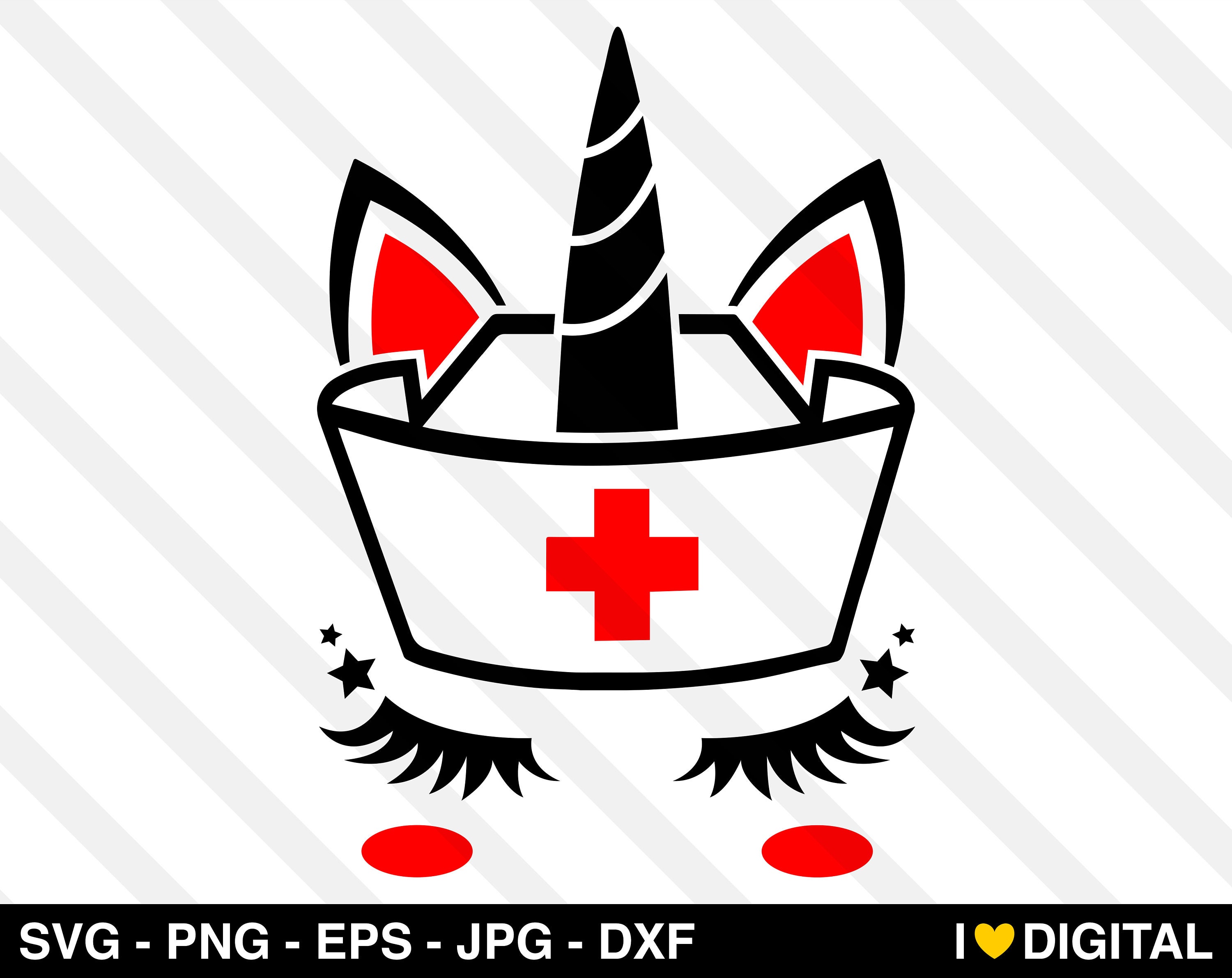 Unicorn Face SVG Vector Registered Nurse Hospital Rna RN Cna | Etsy