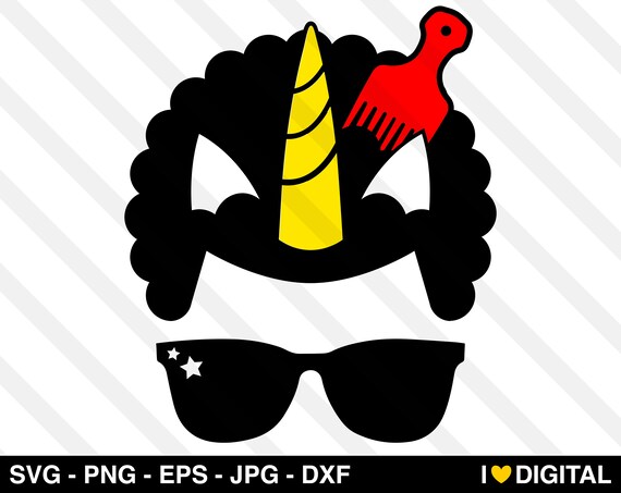 Download Unicorn Face Boy SVG Vector Afro Puff Pick Png Eps Jpg Dxf ...