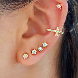 Cross Ear Cuff, Gold Ear Cuff, Diamond Ear Cuff, Non Pierced Ear Wrap, Dainty Ear Cuff, No Piercing Ear Cuff, Womens Jewelry, Ear Jacket