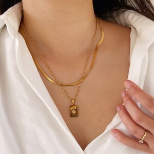 Star Necklace Stack, Set of 2 Necklaces, 18K Gold Plated, Star Necklace + Herringbone Chain, Tarnish Free, Layered Necklaces for Women