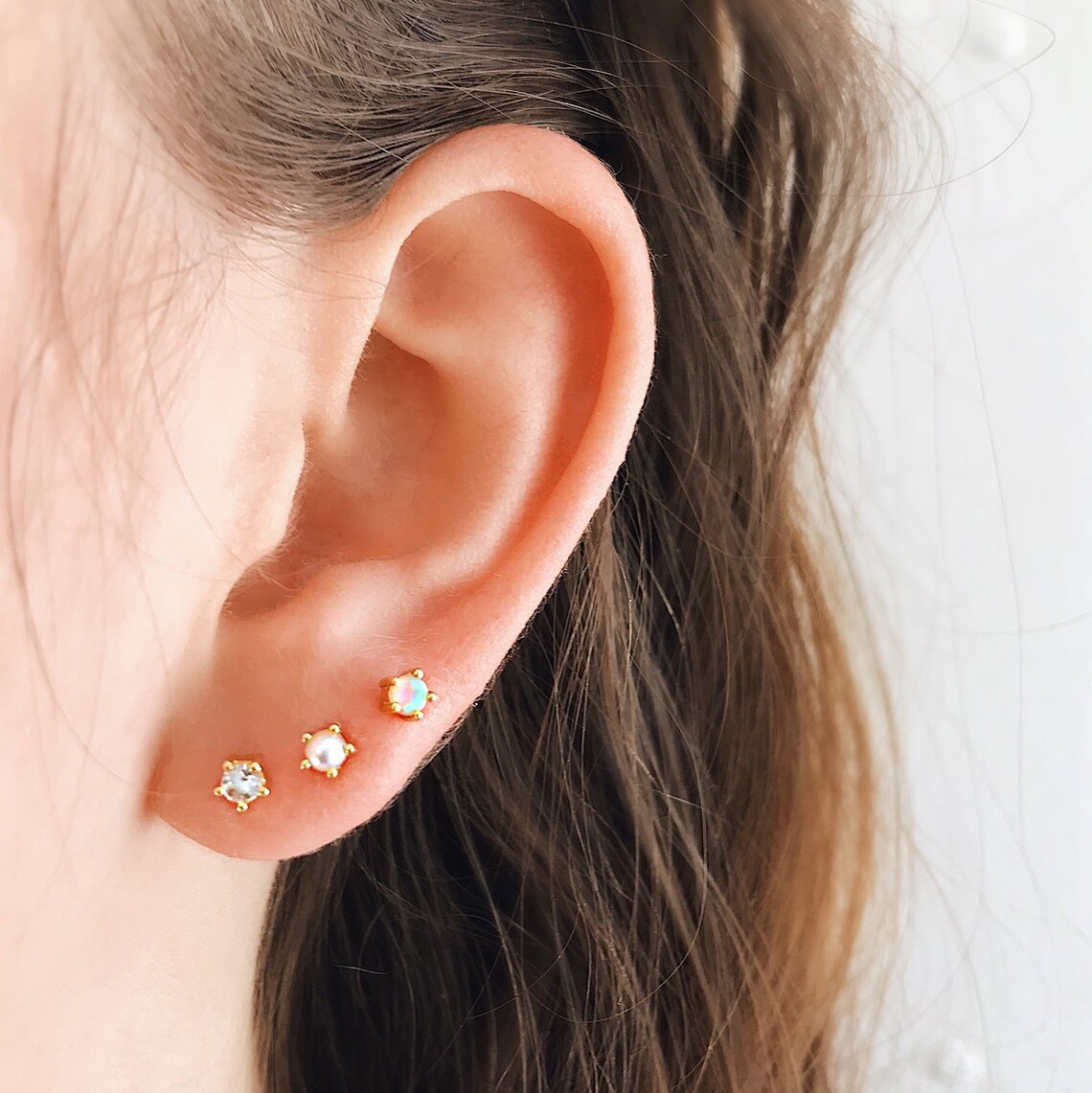 3 Mismatch Earring Opal Pearl Diamond Mismatch Earring Set Etsy Norway