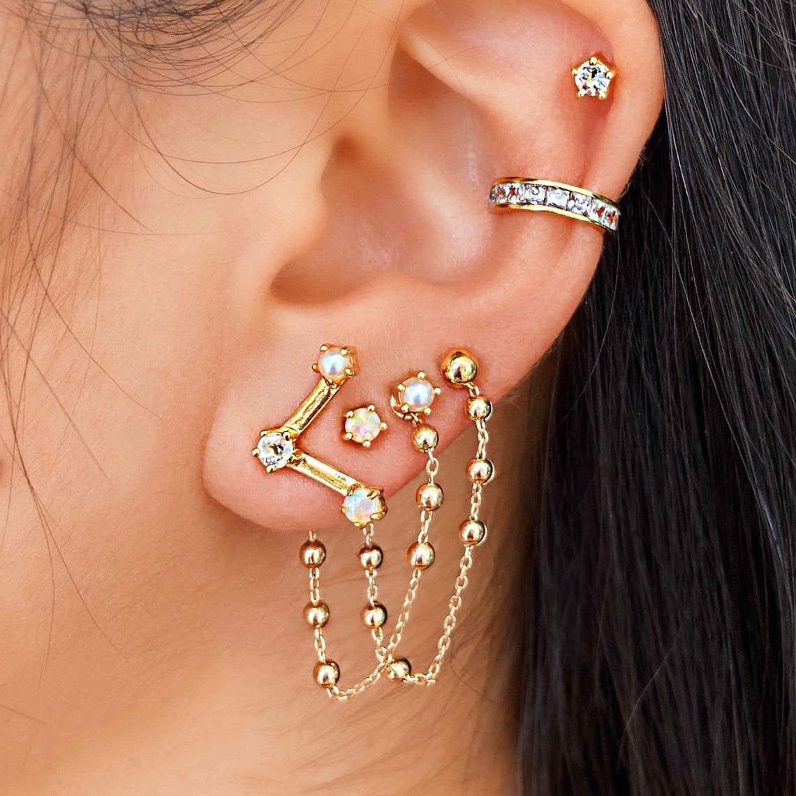 3 Mismatch Earring Opal Pearl Diamond Mismatch Earring Set Etsy Norway