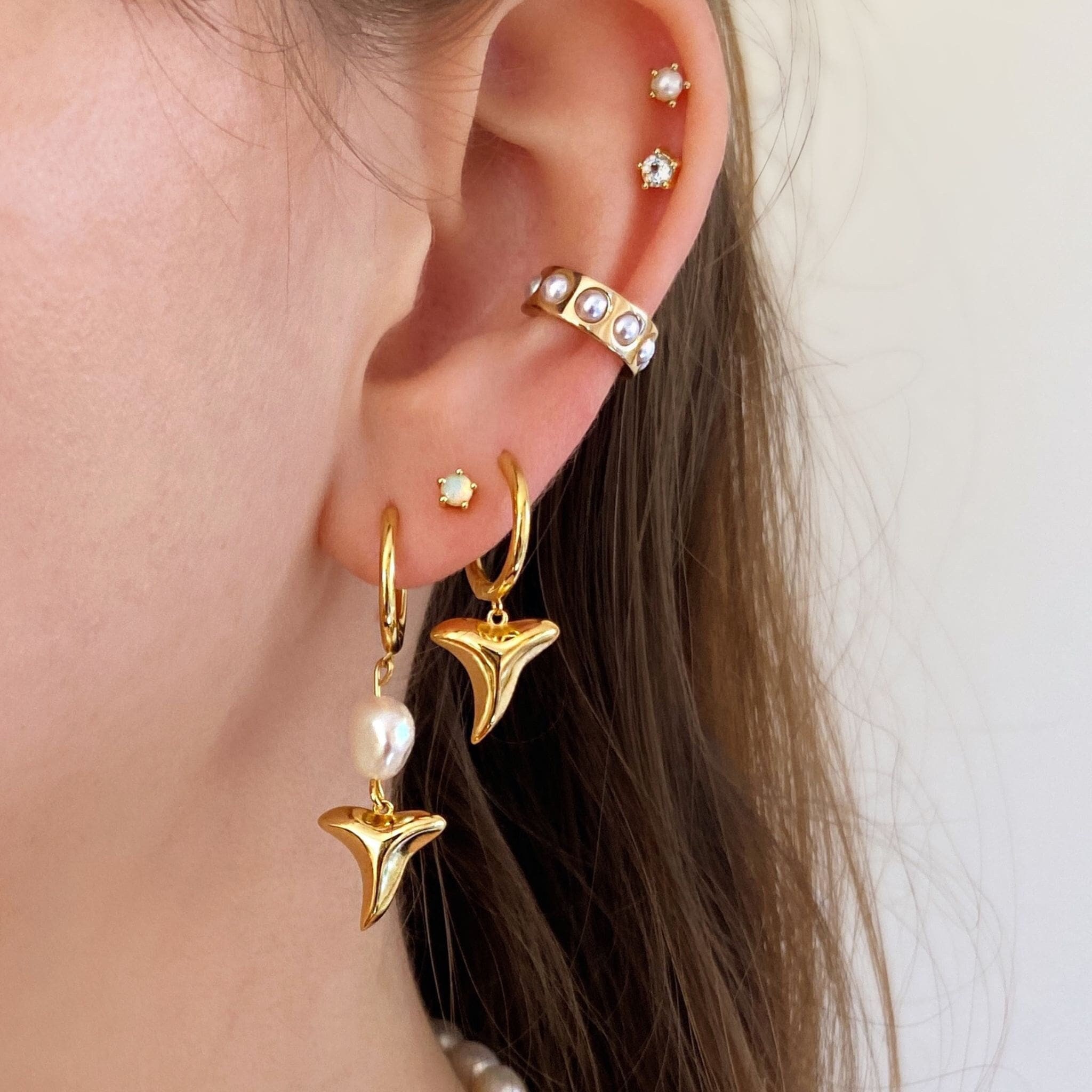Orecchini A Forma Di Dente In Argento 925 Con Cuore Oro Rosa - Gioielli Originali Per Dentisti E Studenti, Regalo Con Scatola