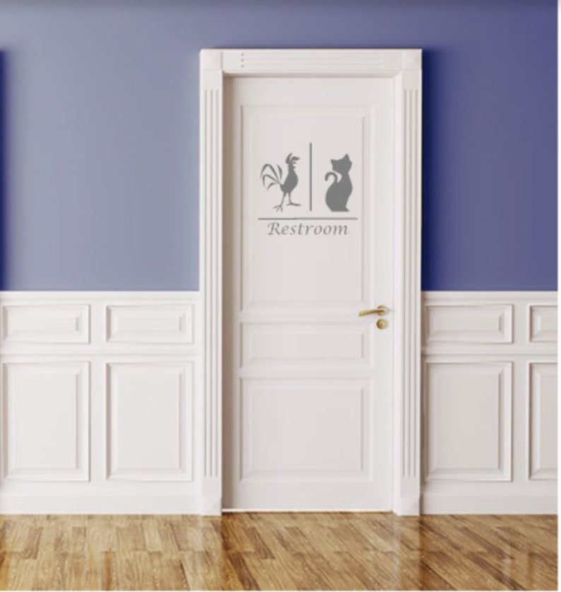 Funny Cat Toilet Sign Door Sticker Door Decal Bathroom Door Sign