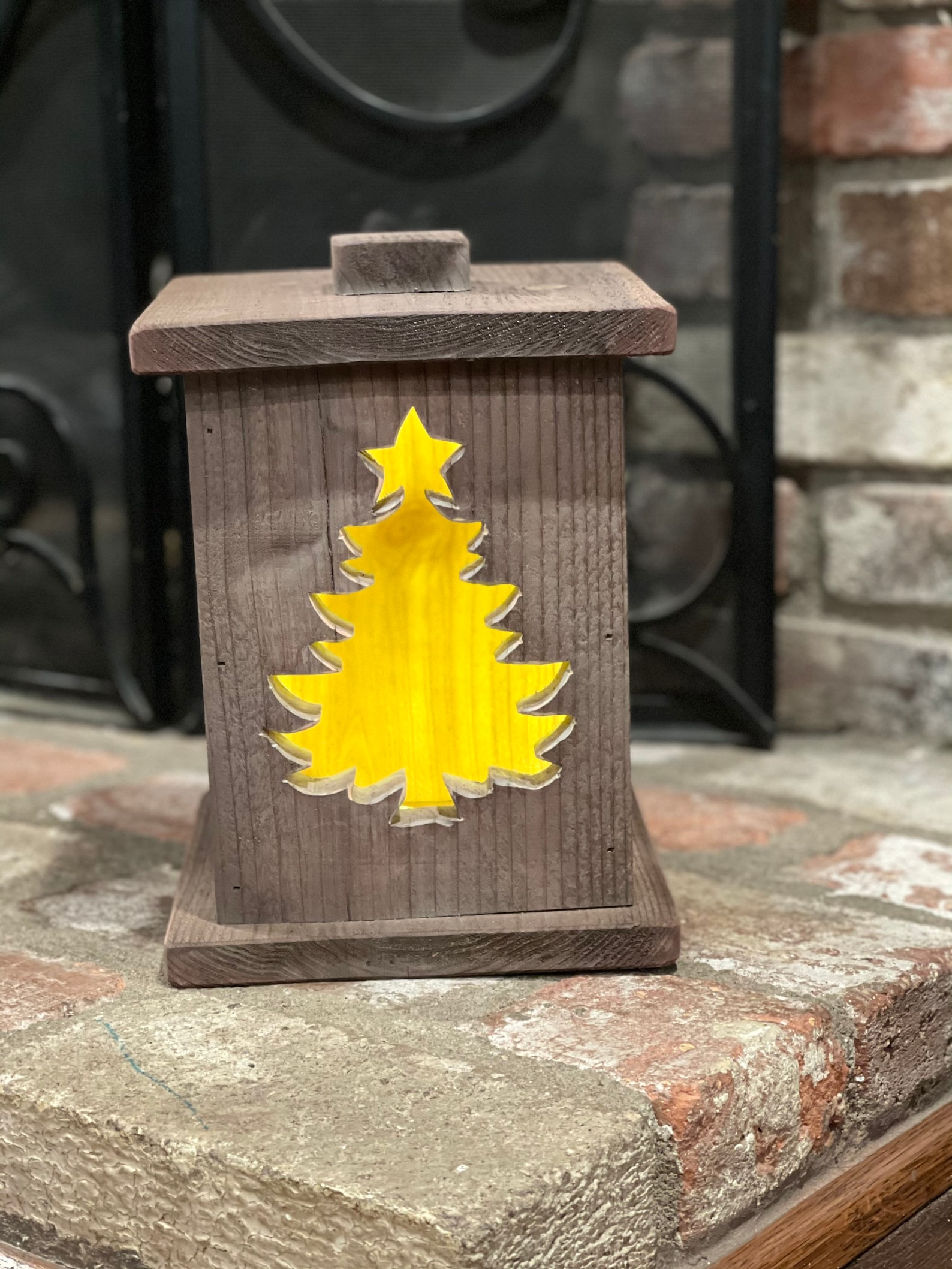 Rustic Christmas tree lantern Etsy