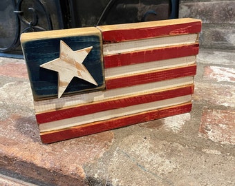 Rustic Wood Primitive American Flag