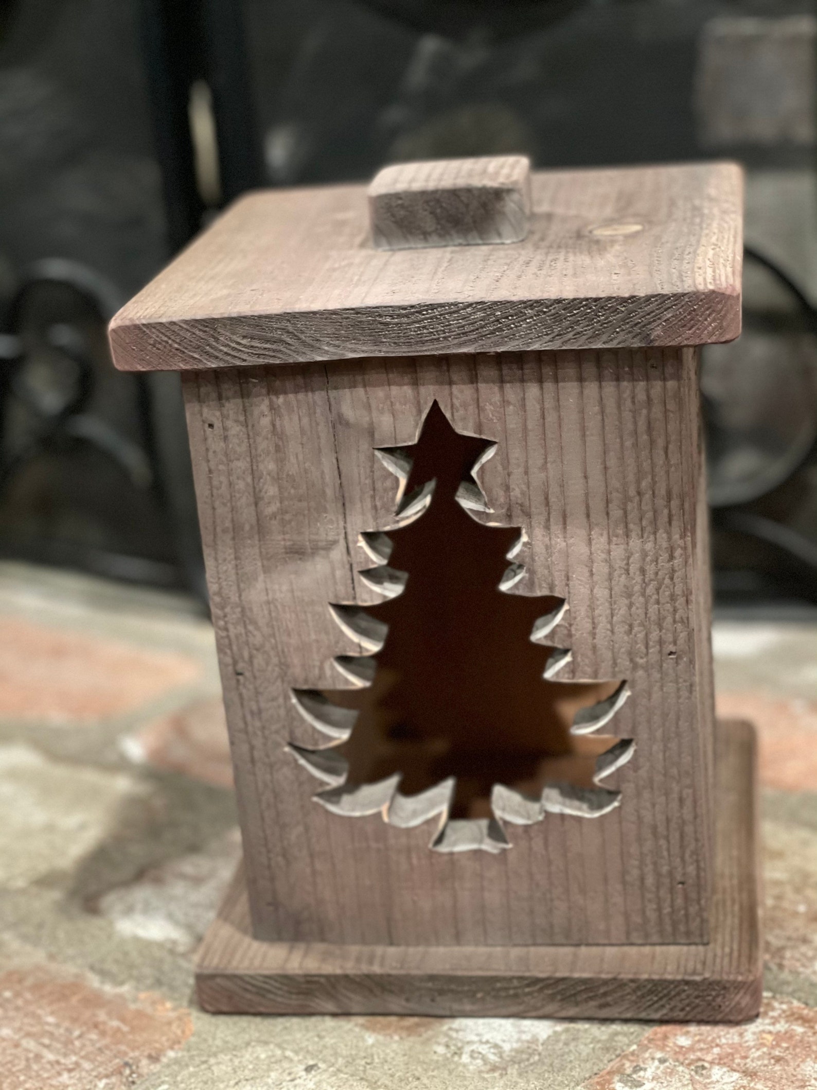 Rustic Christmas tree lantern Etsy