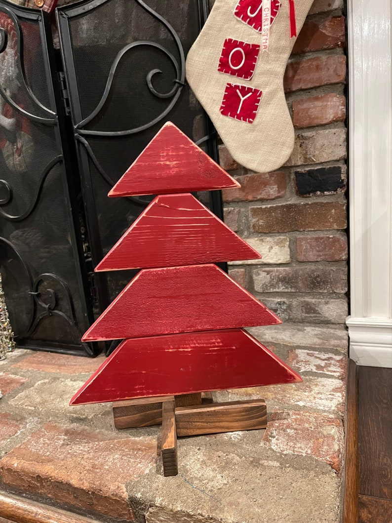 Rustic Painted Wood Christmas Trees 3 Etsy