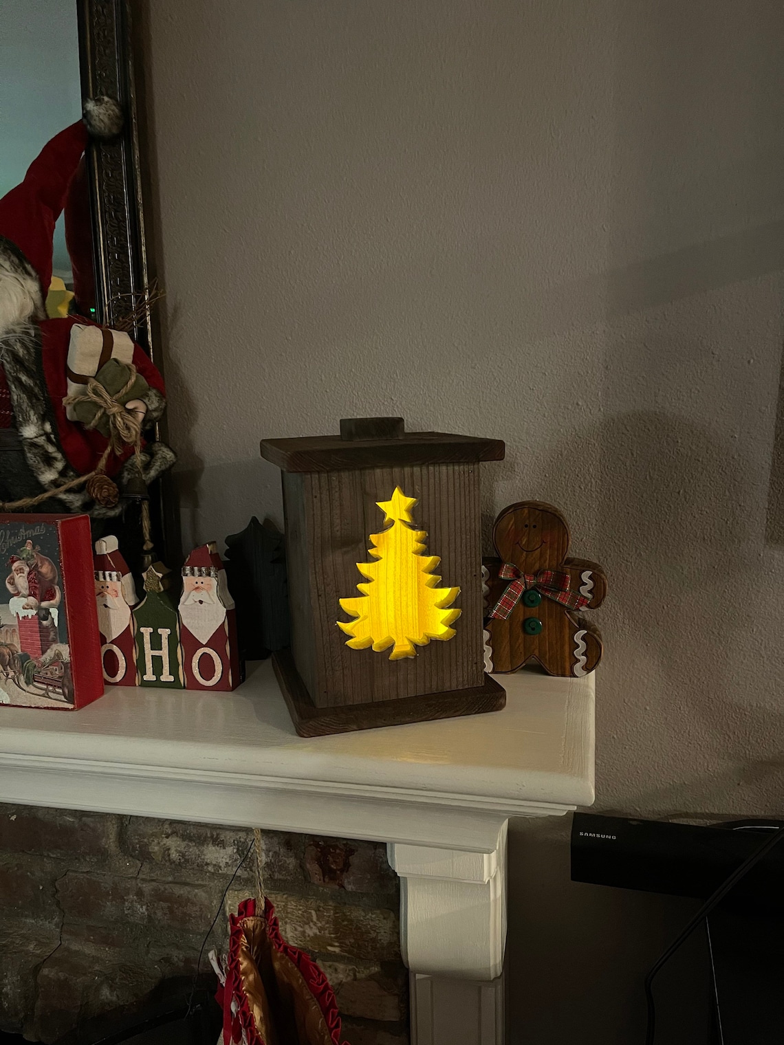 Rustic Christmas tree lantern Etsy