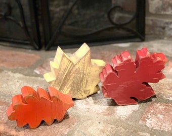 Rustic Wood Fall Leaves Set(3)