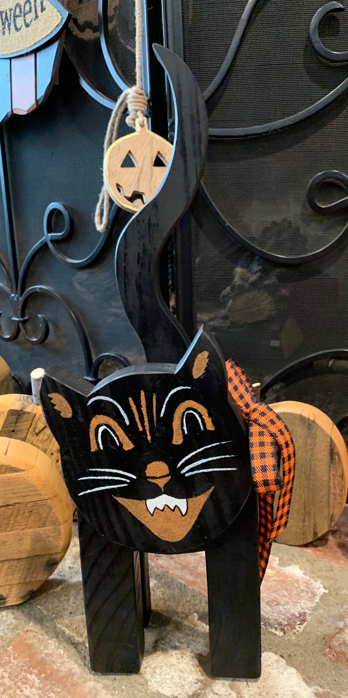 Rustic Spooky Wood Cat - Etsy