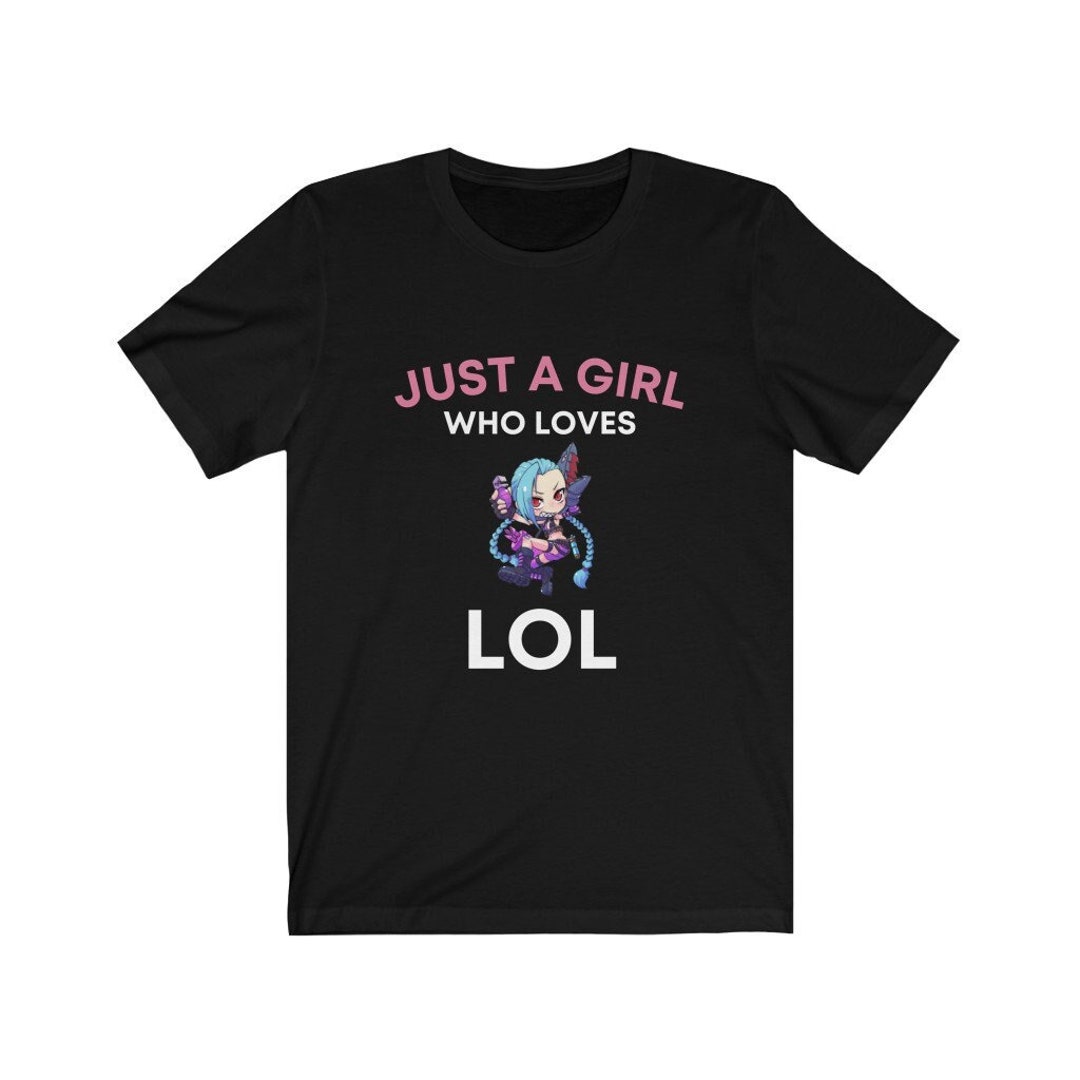 LOLシャツが大好きな女の子。面白いアーケインTシャツ。楽しい